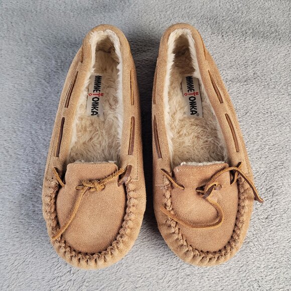 Minnetonka Women's Cally Slippers 4011 Size 8 Hard Sole Slip On Faux Fur Casual - Picture 3 of 11